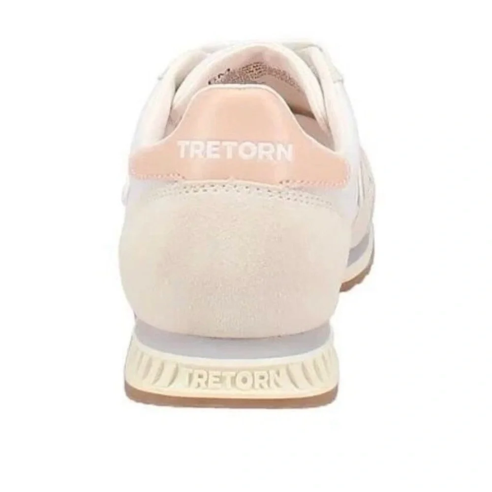 Tretorn White & Cream Retro Runner Sneakers with Blush Accents